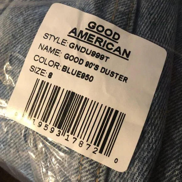 🏷NWT: GOOD AMERICAN - Good Classic 90’s Duster Size 8/29 (#9) - Picture 8 of 8